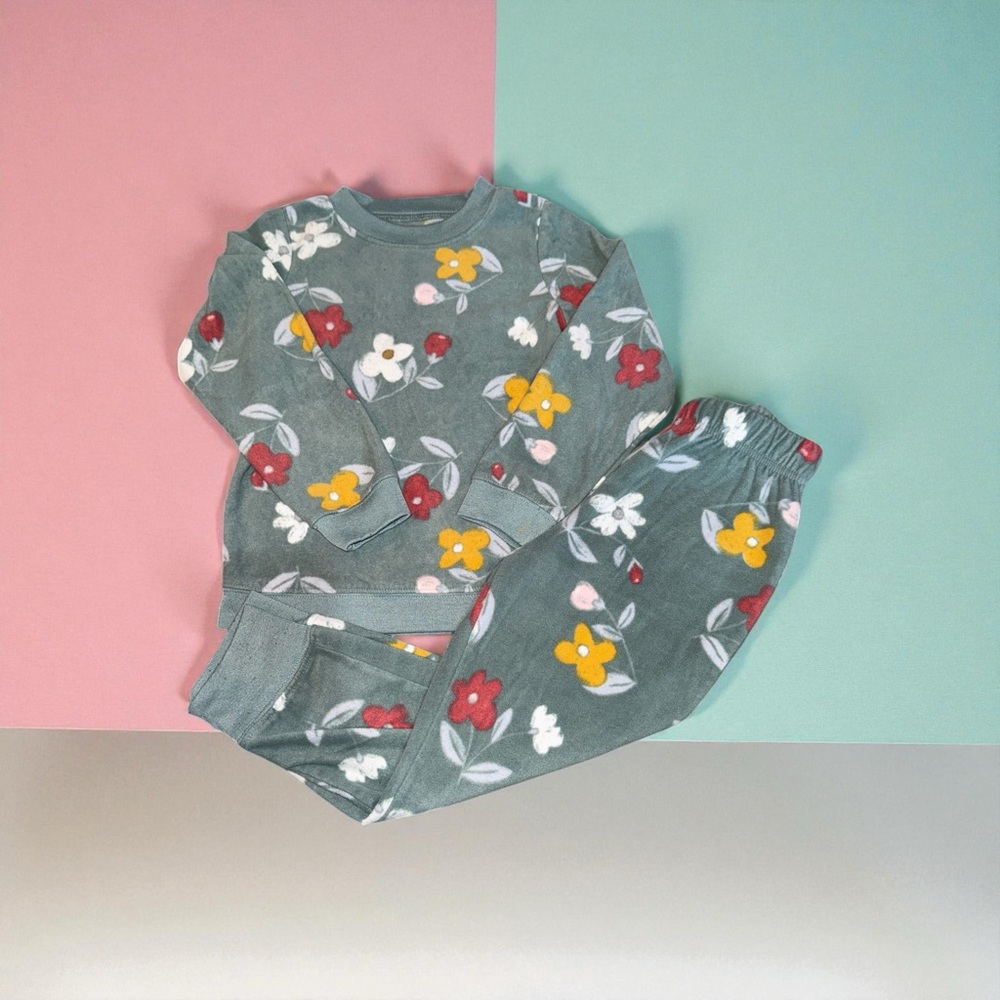Carter's Green Floral Pajama Set (6)
